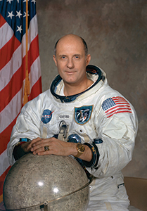 Thomas P. Stafford of Weatherford, Oklahoma commanded the first test flight of the lunar module ten miles above the surface of the moon on Apollo 10.