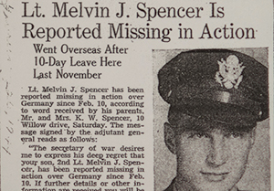 News Article Reporting MIA 2nd Lt. Melvin Spencer